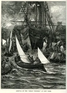 Isambard Kingdom Brunel (1806 - 1859) Prints: SS Great Western at New York Print - 1838 Vintage Engraving