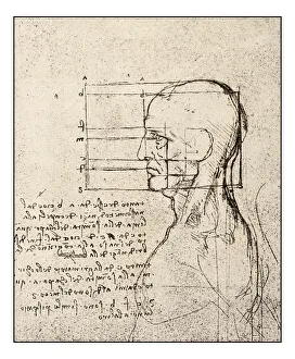 Leonardos sketches and drawings: man head sketch Leonardos sketches and drawings: man head sketch