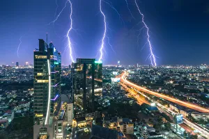 Lightning Bolts over Bangkok city center, Thailand Lightning Bolts over Bangkok city center, Thailand