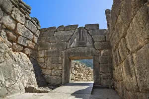 <b class=qtipBold><figcaption>Lion Gate at Mycenae, Greece</figcaption></b><br>Lion Gate at Mycenae, Greece - archaeology background Lion Gate at Mycenae, Greece