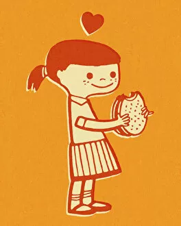 Little Girl Eating Hamburger