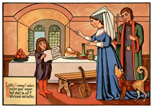 'Little Tommy Tucker' - Victorian nursery rhyme illustration 'Little Tommy Tucker' - Victorian nursery rhyme illustration