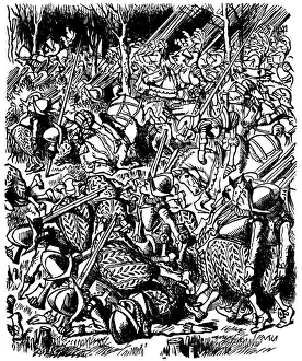 Very lively illustration entitled Battle (Alices Adventures in Wonderland) Very lively illustration entitled Battle (Alices Adventures in Wonderland)