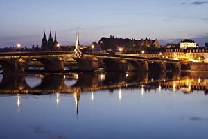 Loire bridge Pont Jacques Gabriel, Saint Nicolas Church, Blois, Loir et Cher, France Loire bridge Pont Jacques Gabriel, Saint Nicolas Church, Blois, Loir et Cher, France
