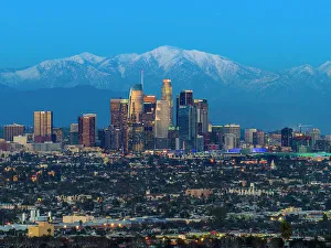 Related Images Gallery: Los Angeles Skyline With Snow Capped Mountains