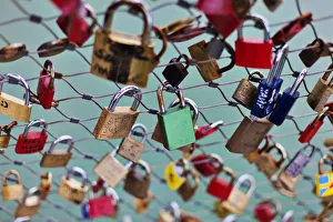 Love locks, Makartsteg bridge, Salzburg, Salzburg State, Austria Love locks, Makartsteg bridge, Salzburg, Salzburg State, Austria