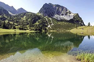 Lower Lake Geisalpsee, Rubihorn at the back, near Oberstdorf, Oberallgaeu, Allgaeu Lower Lake Geisalpsee, Rubihorn at the back, near Oberstdorf, Oberallgaeu, Allgaeu