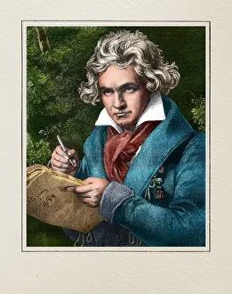 Ludwig van Beethoven german composer and pianist illustration Ludwig van Beethoven german composer and pianist illustration