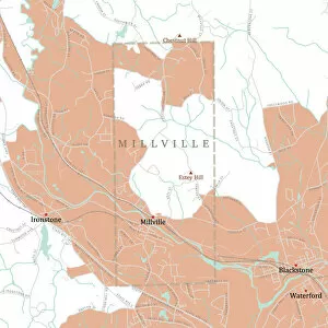 Blackstone Gallery: MA Worcester Millville Vector Road Map