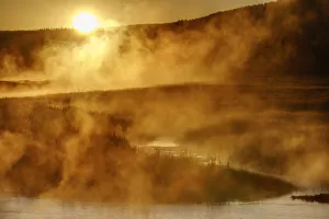 Madison River at sunrise, Yellowstone National Park, Wyoming, USA Madison River at sunrise, Yellowstone National Park, Wyoming, USA