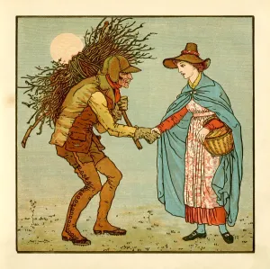 Young Lady Meets an Old Man in Leather Print, 1878