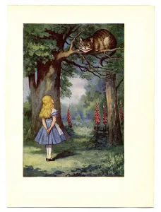 Prints of Page scanned from an original book dated 1866, this is a colour illustration by John Tenniel from Lewis Carrolls Alices Adventures in Wonderland Cheshire Prints: 1866 Cheshire Cat Tree Print by John Tenniel
