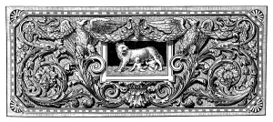 Prints of illustration of a Ornament with Romulus, Remus, and the Capotoline Wolf Serbia Prints: Romulus, Remus, and Capitoline Wolf Print