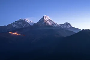 The majestic panorama view of Himalayan mountain range during sunrise view from Poon The majestic panorama view of Himalayan mountain range during sunrise view from Poon