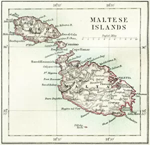 Images Dated 23rd August 2017: Maltese islands map 1883