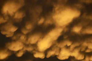 Mammary or breast clouds -Cumulonimbus mamma- of a disintegrating thunderstorm in Mammary or breast clouds -Cumulonimbus mamma- of a disintegrating thunderstorm in