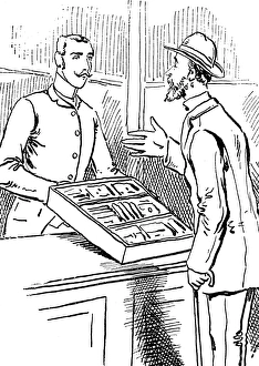 Man in the confectionery department of the department store gets presented the display Man in the confectionery department of the department store gets presented the display