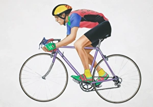 Man in sports gear riding bicycle, side view Man in sports gear riding bicycle, side view