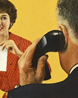 Man on the Telephone and a Woman Watching Man on the Telephone and a Woman Watching