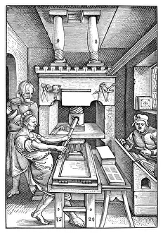 Man working at printing letterpress 1520 Man working at printing letterpress 1520