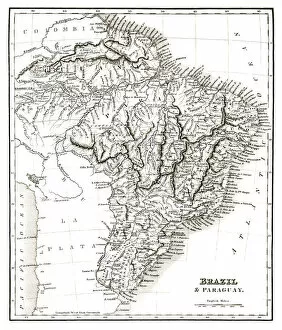Maps Gallery: Map of Brazil and Paraguay (early 19th century steel engraving)