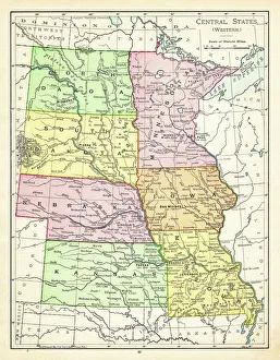 Map of central states USA 1895 Map of central states USA 1895