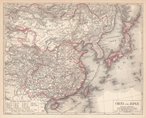 Maps Gallery: Map of China and Japan, lithograph, published in 1875