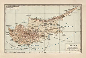 Coastline Gallery: Map of Cyprus, published in 1880