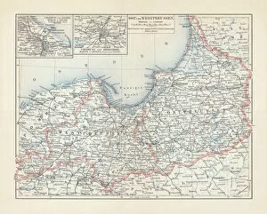 Germany Collection: Map of East and West Prussia, Germany, lithograph, published 1897