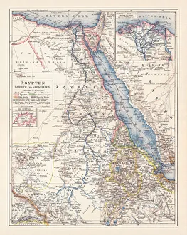 Map of Egypt, Darfur, and Abyssinia, lithograph, published in 1897 Map of Egypt, Darfur, and Abyssinia, lithograph, published in 1897