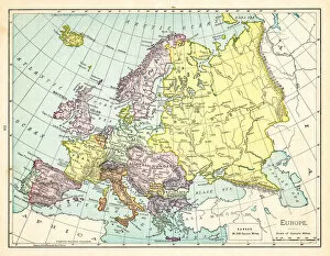 Portugal Collection: Map of Europe 1895