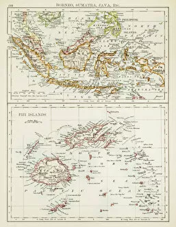 Hemisphere Gallery: Map of Fiji Sumatra Borneo 1897