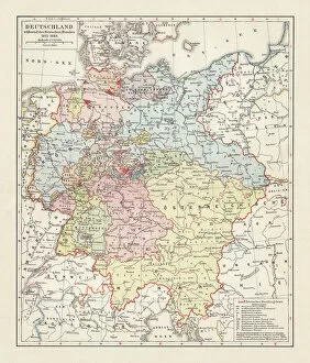 Napoleonic Wars Gallery: Map of the German Confederation (1815-1866), lithograph, published in 1897