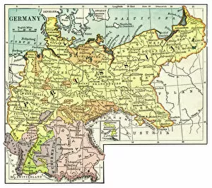 Germany Collection: Map of Germany 1889