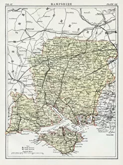 Images Dated 23rd August 2017: Map of Hampshire 1883