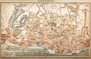 Images Dated 12th March 2016: Map of Lisbon 1899