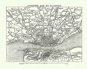 Map of Liverpool and its environs, England, 1870s Map of Liverpool and its environs, England, 1870s