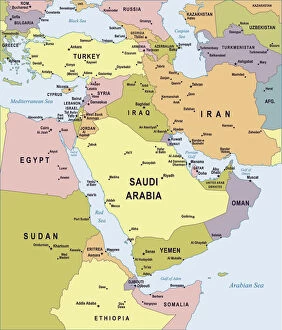 Related Images Gallery: Map of Middle East - illustration