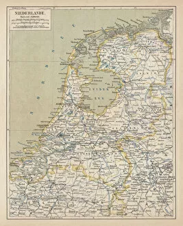 Netherlands Collection: Map of the Netherlands, lithograph, published in 1877