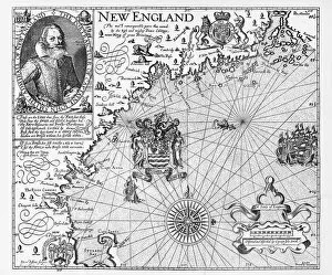 Nautical Equipment Gallery: Map of New England by Explorer John Smith, Circa 1624