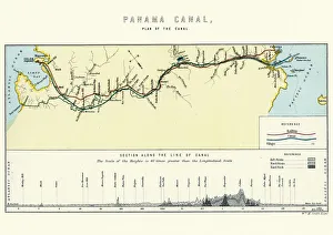 Map, Plan of the Panama Canal, 19th Century Map, Plan of the Panama Canal, 19th Century