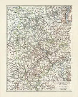 Germany Gallery: Map of Rhine Province (Prussia, Germany), lithograph, published in 1897