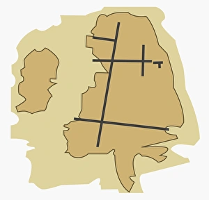 Map showing layout of ancient Indus Valley city of Mohenjo Daro, upper and lower towns Map showing layout of ancient Indus Valley city of Mohenjo Daro, upper and lower towns