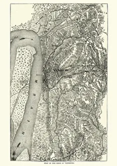 Battle Maps and Plans Gallery: Map of Siege of Vicksburg, American Civil War