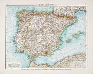 Images Dated 30th January 2019: Map of Spain and Portugal 1896