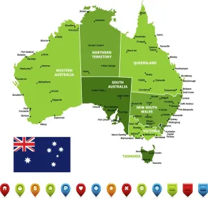 High-Resolution Australia Map Print with Navigation Icons