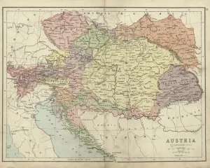 Prints of Vintage engraving of a Antique damaged map of Austro-Hungarian Empire in the 19th Century, 1873 Austria Prints: 1873 Antique Map Print of Austro-Hungarian Empire