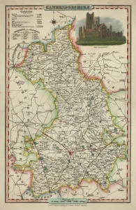 Prints of An antique map of Cambridgeshire 1840.ašJames Pigot (1794-1842)aš showing the whole county and all its major towns and cities.Pigot started as an engraver for Deans Manchester Directory Bedfordshire Prints: Fine Art Storehouse Print of Antique Cambridgeshire Map 1840