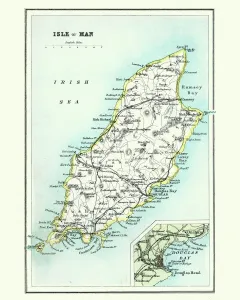 Prints of Vintage engraving of a Isle of Man 19th Century with detail of Douglas Isle Of Man Prints: Isle of Man 19th Century Vintage Engraving Print
