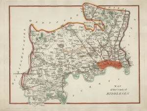 Antique Map of Middlesex Print c. 1833